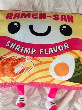 Fiesta Ramen-San Shrimp Flavor Plush Pillow - Pink & Yellow
